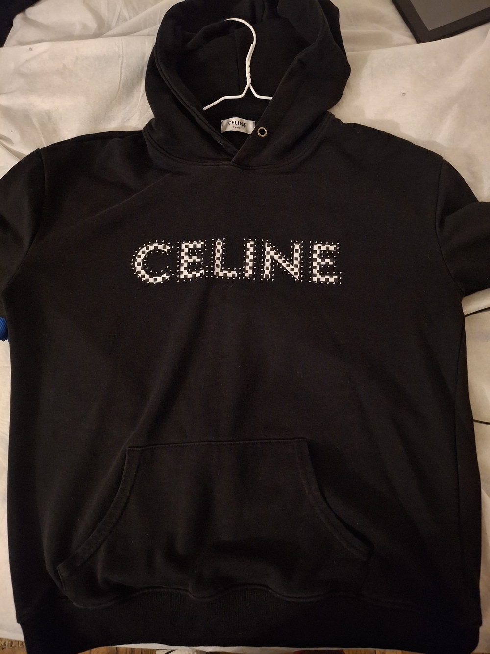 Celine Black Hooded Sweatshirt with Studded Logo
